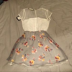 Zara grey sheer floral dress S